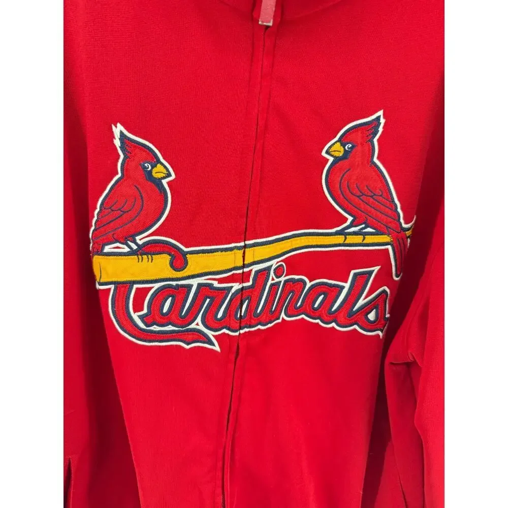 St Louis Cardinals Full Zip Jacket Stitches MLB Baseball Fan Red Jacket 2XL